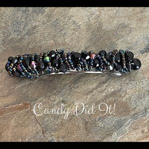 NWT Handmade Shades Of Black Beaded Hair Barrett
